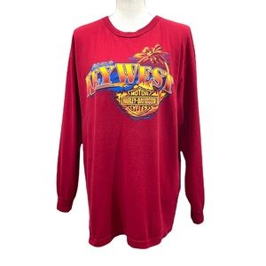 HARLEY-DAVIDSON Red Men’s/Unisex Long Sleeve Graphic Tee Shirt Size Large